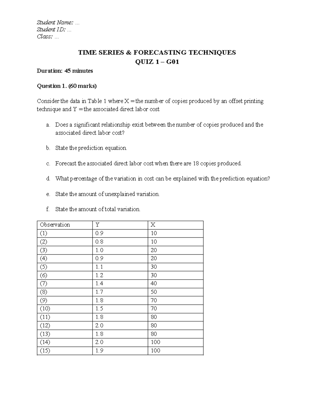 [TS] Quiz 2 - G01 - TIME SERIES & FORECASTING TECHNIQUES Quiz 2 - Studocu