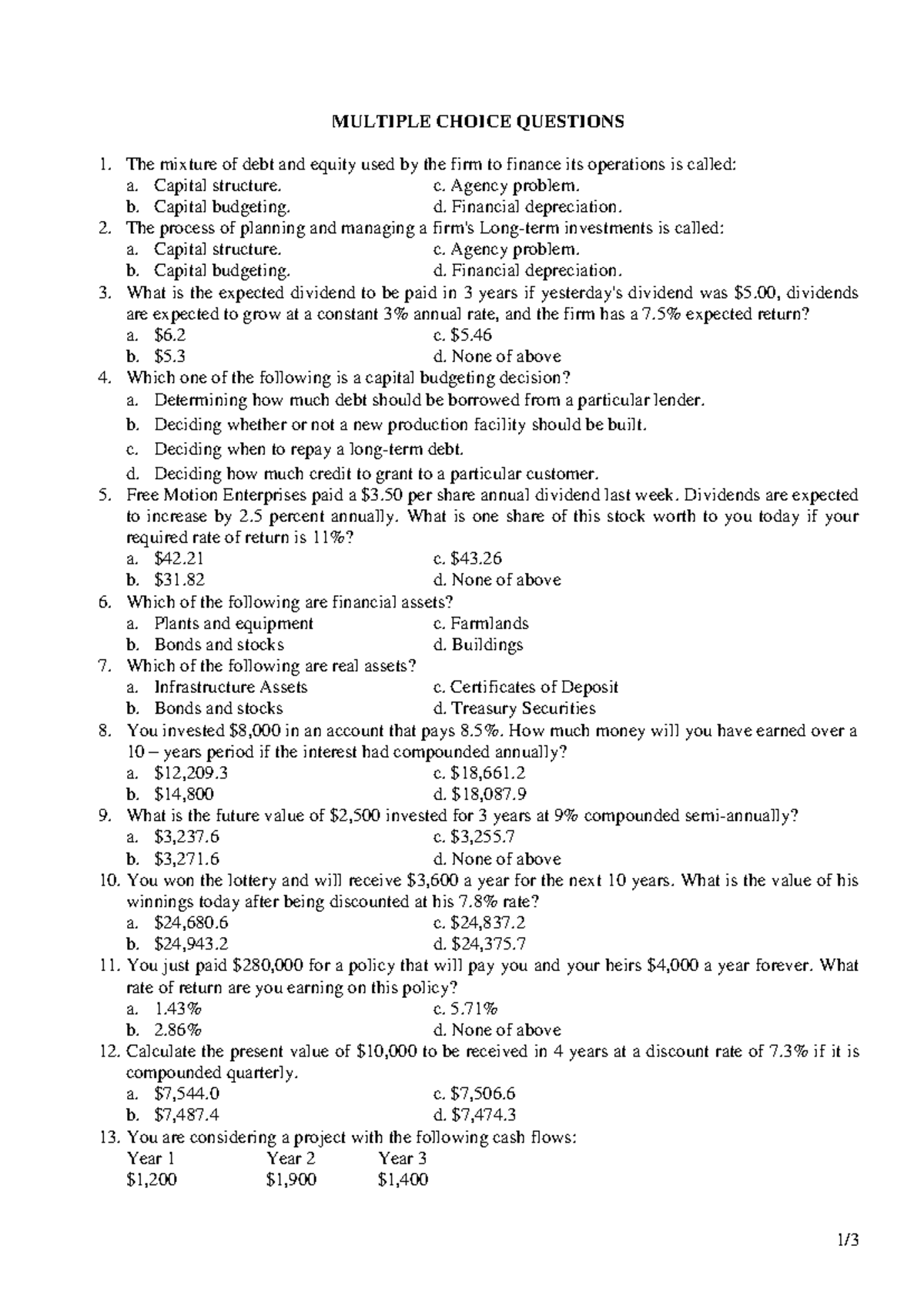Review_Corporate Finance Midterm Exam_TC 202DE01 - Studocu