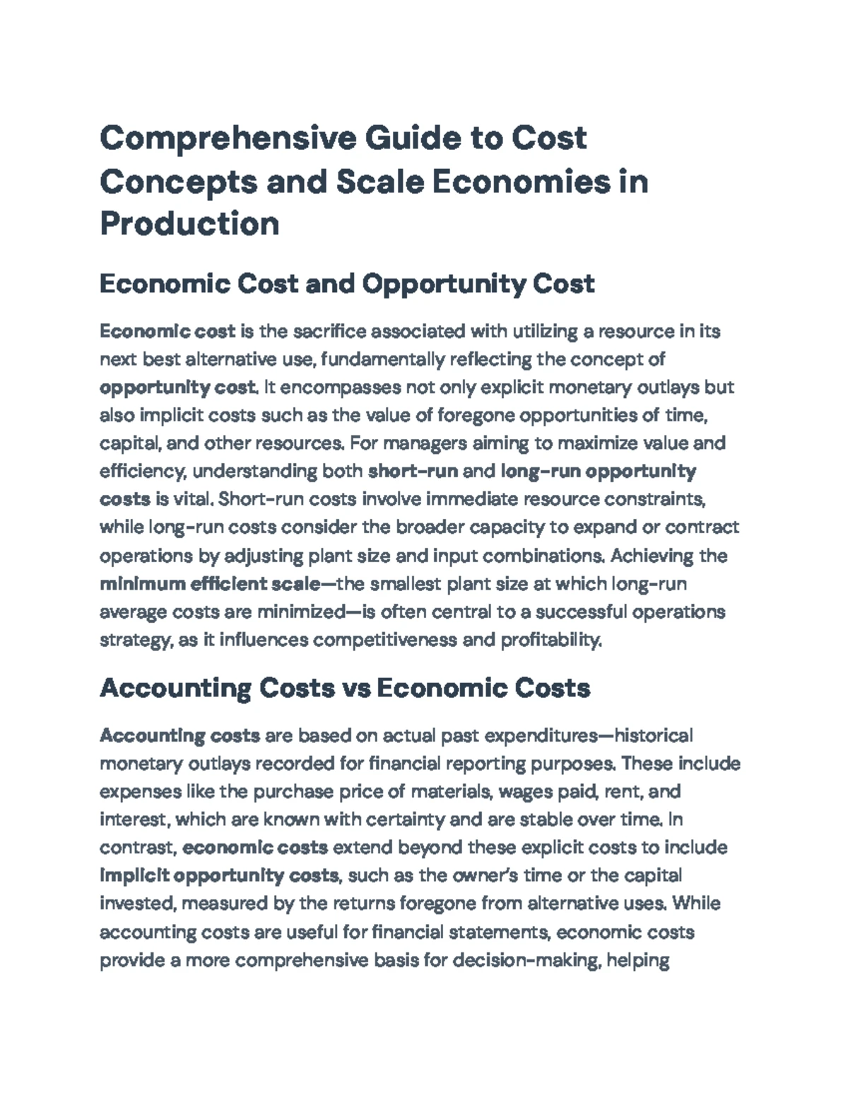 Comprehensive Guide to Production Economics: Managerial Decisions - Studocu