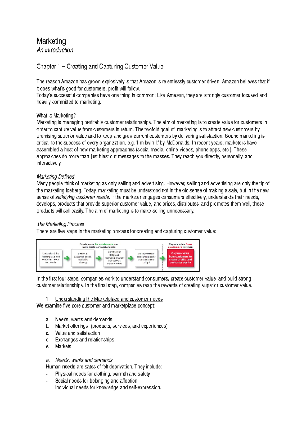 Marketing 101: Creating & Capturing Customer Value - Chapter 1 Summary ...
