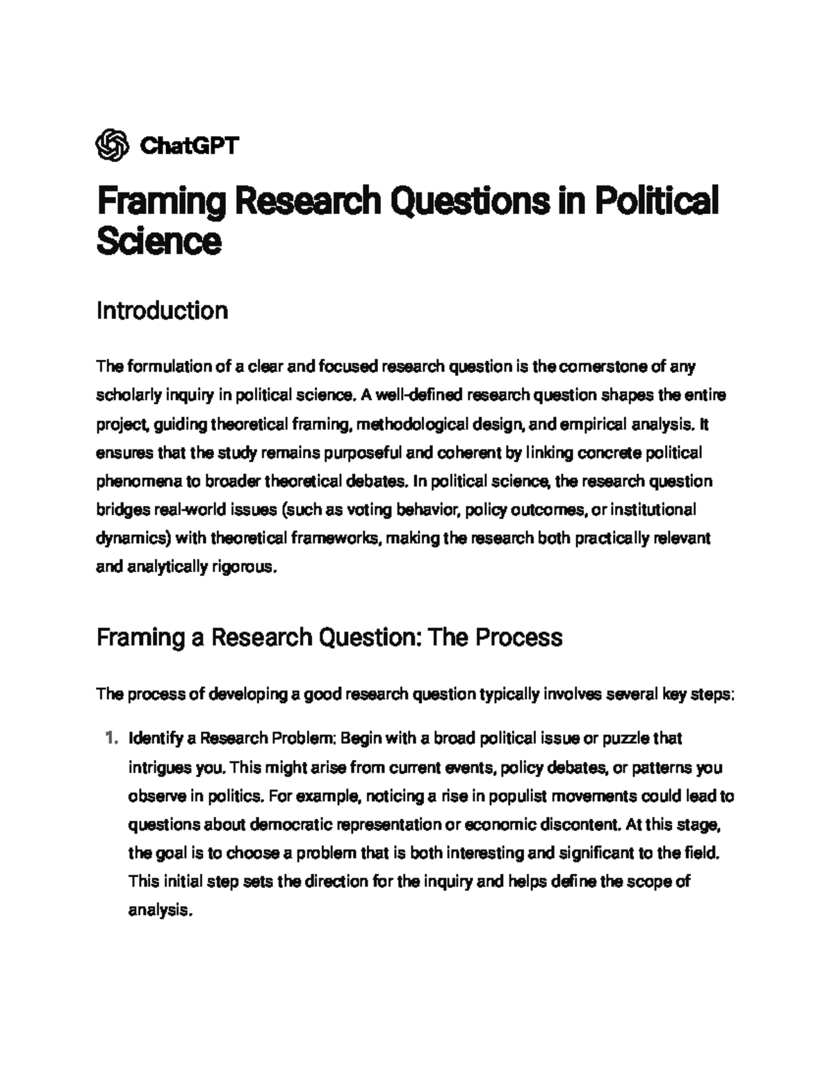Framing Research Questions in Political Science: A Comprehensive Guide ...