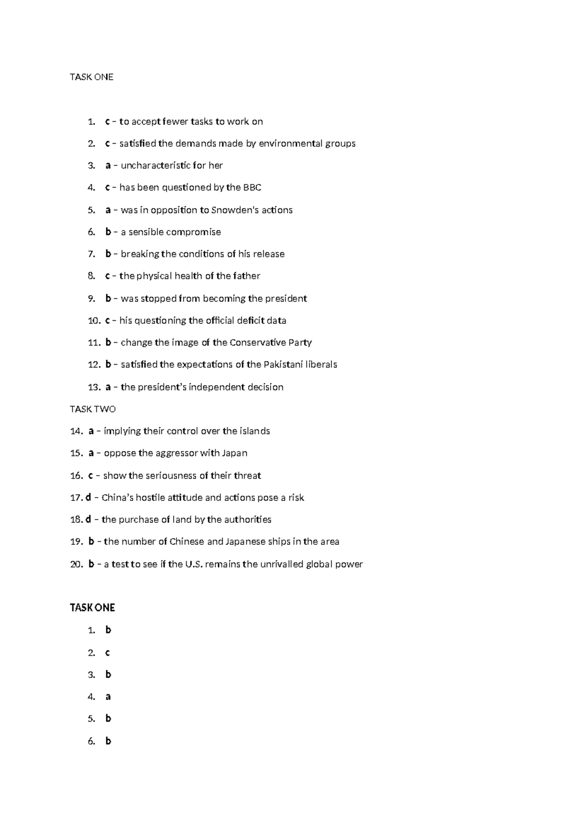 TASK ONE & TWO Responses for Odp. Readings - Studocu