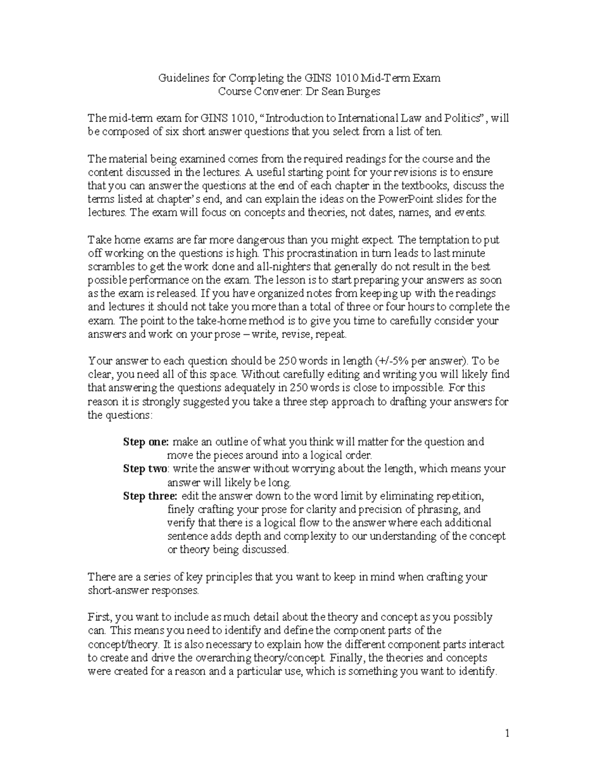 GINS 1010 Mid-Term Exam Completion Guidelines and Strategies - Studocu
