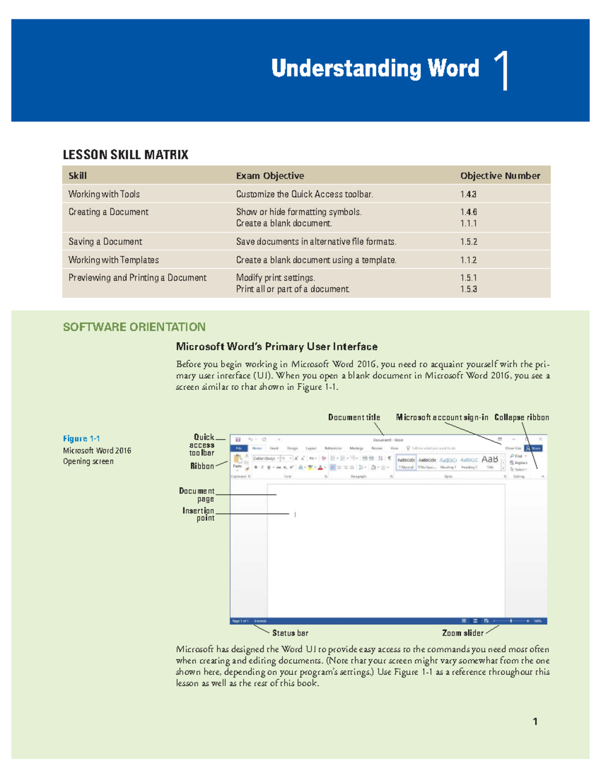 Understanding Word 1: Lesson on Skill Matrix and Document Creation ...