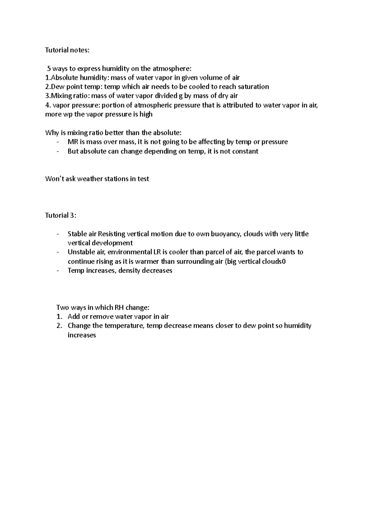 Tutorial notes - vapor pressure: portion of atmospheric pressure that ...