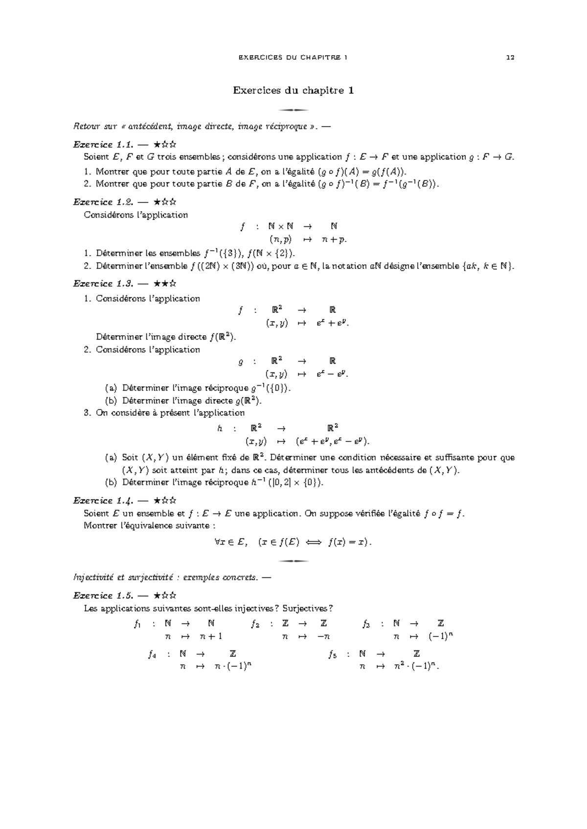 Notes de cours : Exercices - Chapitre 1 (Mathematics) - Studocu
