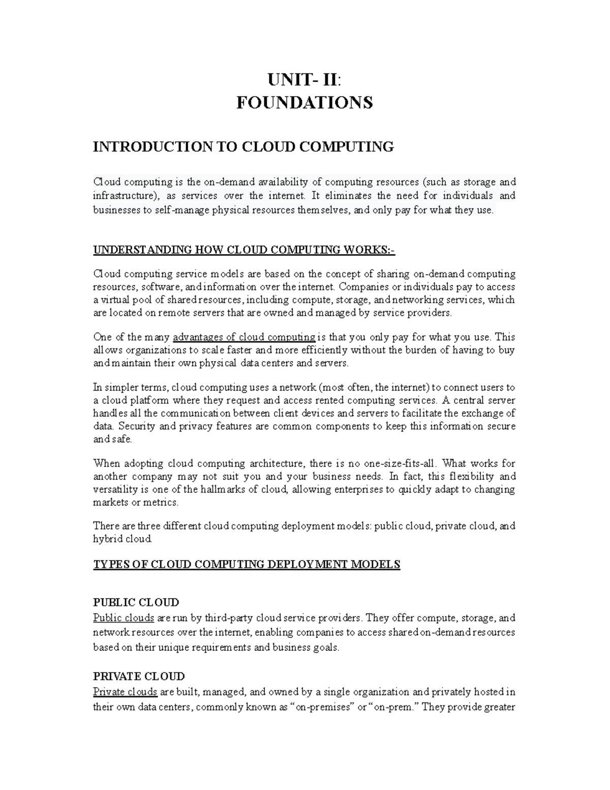 Unit 2: Foundations of Distributed Cloud Computing Concepts - Studocu