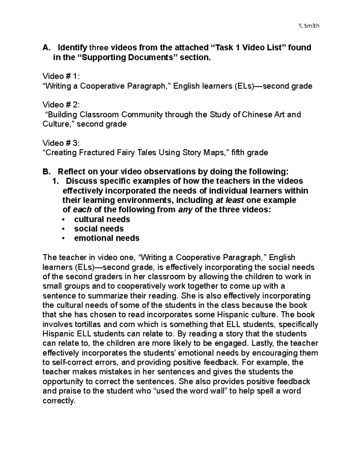 DFM3 — Reflection on Task 1 Video Observations and Analysis - Studocu