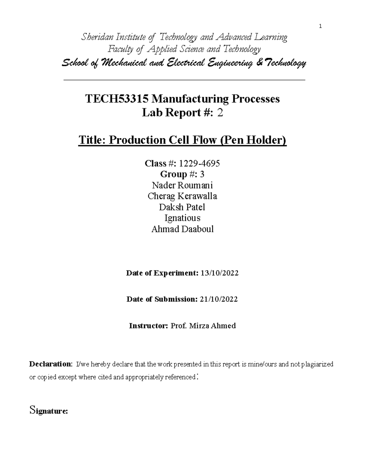 Lab #2 - Group 3 - Flow Control Lab Report - TECH53315 Manufacturing ...