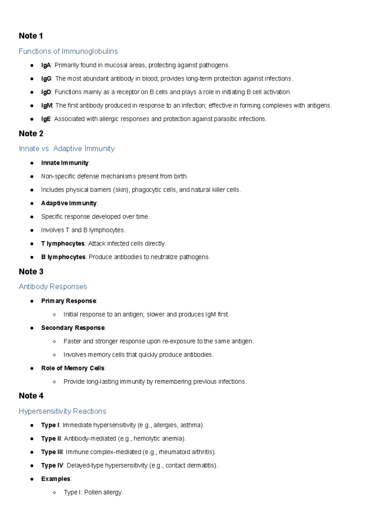 Exam 2 Notes - Study Guide on Immunology and Pathophysiology - Studocu