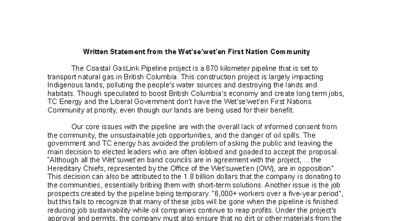 First Nations Community Statement - MRI 5 - Written Statement from the ...