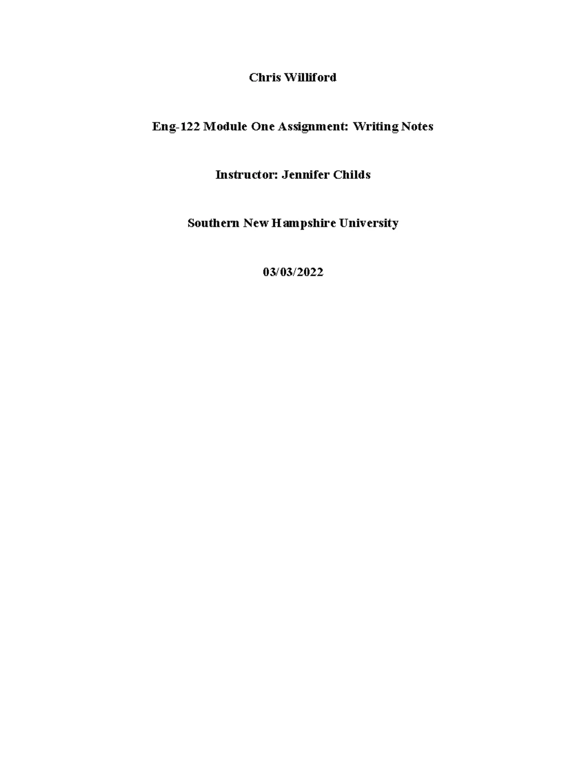 Eng 122: Module 3-2 Writing Plan on 