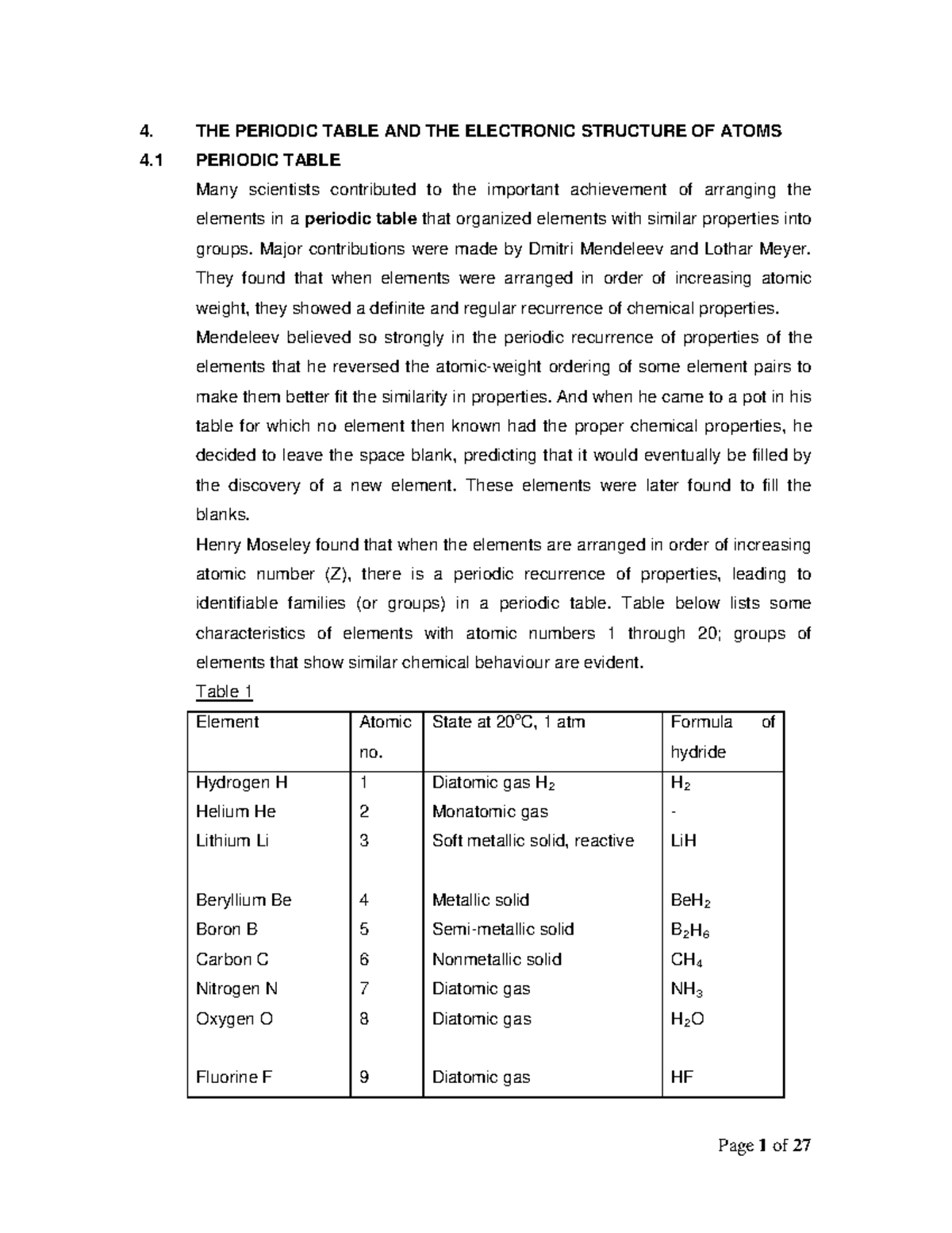 Chemistry Note 4: Periodic Table Insights for Engineering Applications ...