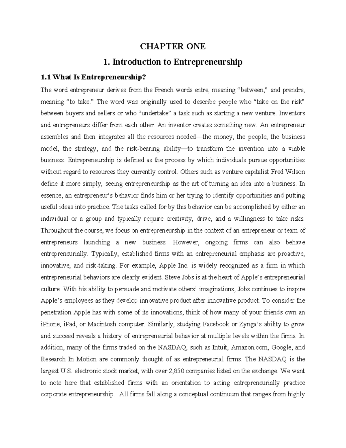 Chapter 1: Introduction to Entrepreneurship and Its Impact on Business ...