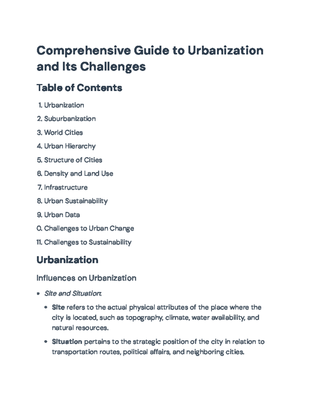 Comprehensive Overview of Urbanization Challenges (Course Code: URB101 ...