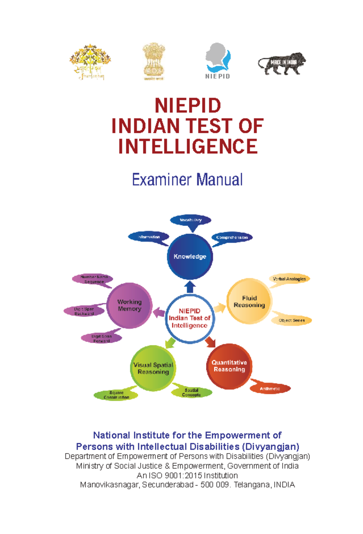 NIEPID Indian Test of Intelligence: Examiner Manual Overview - Studocu