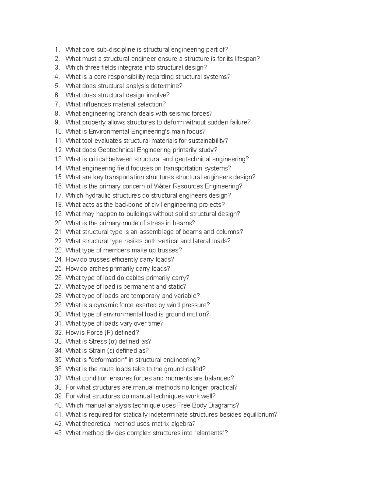 STE 102 Midterm Test Questions on Structural Engineering Concepts - Studocu
