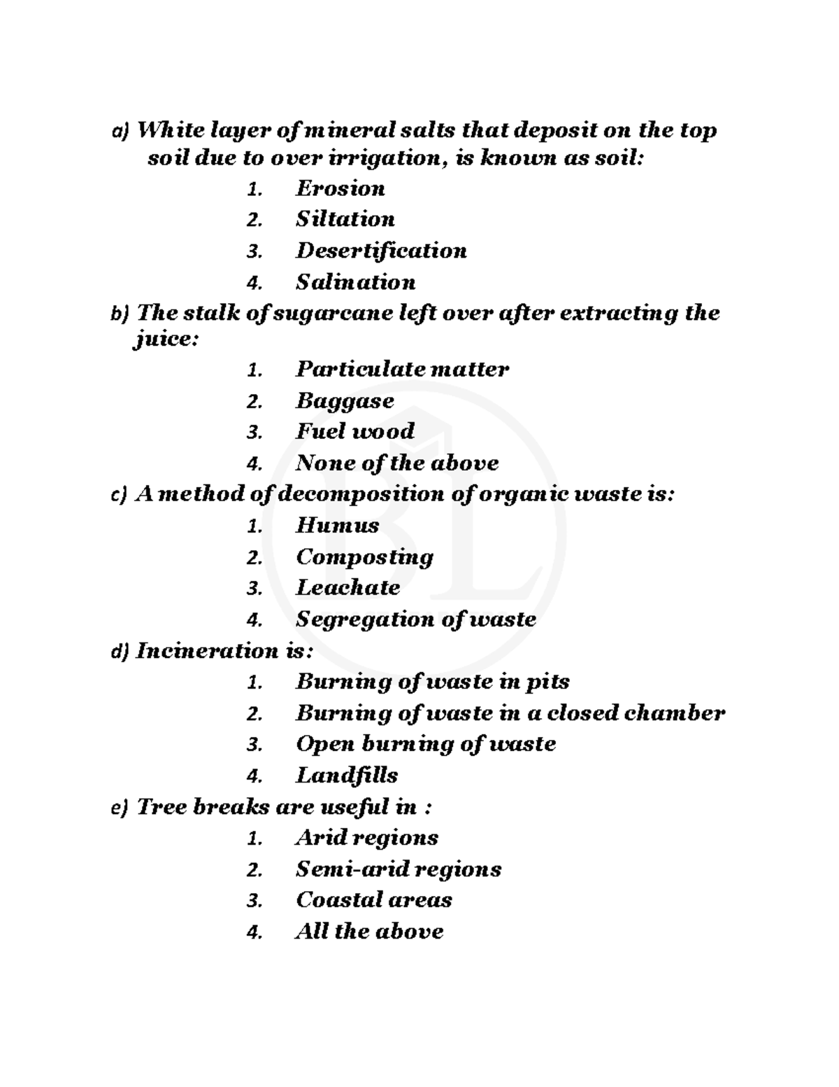 MCQ on EVS (Environmental Studies) - Quiz Notes - Studocu