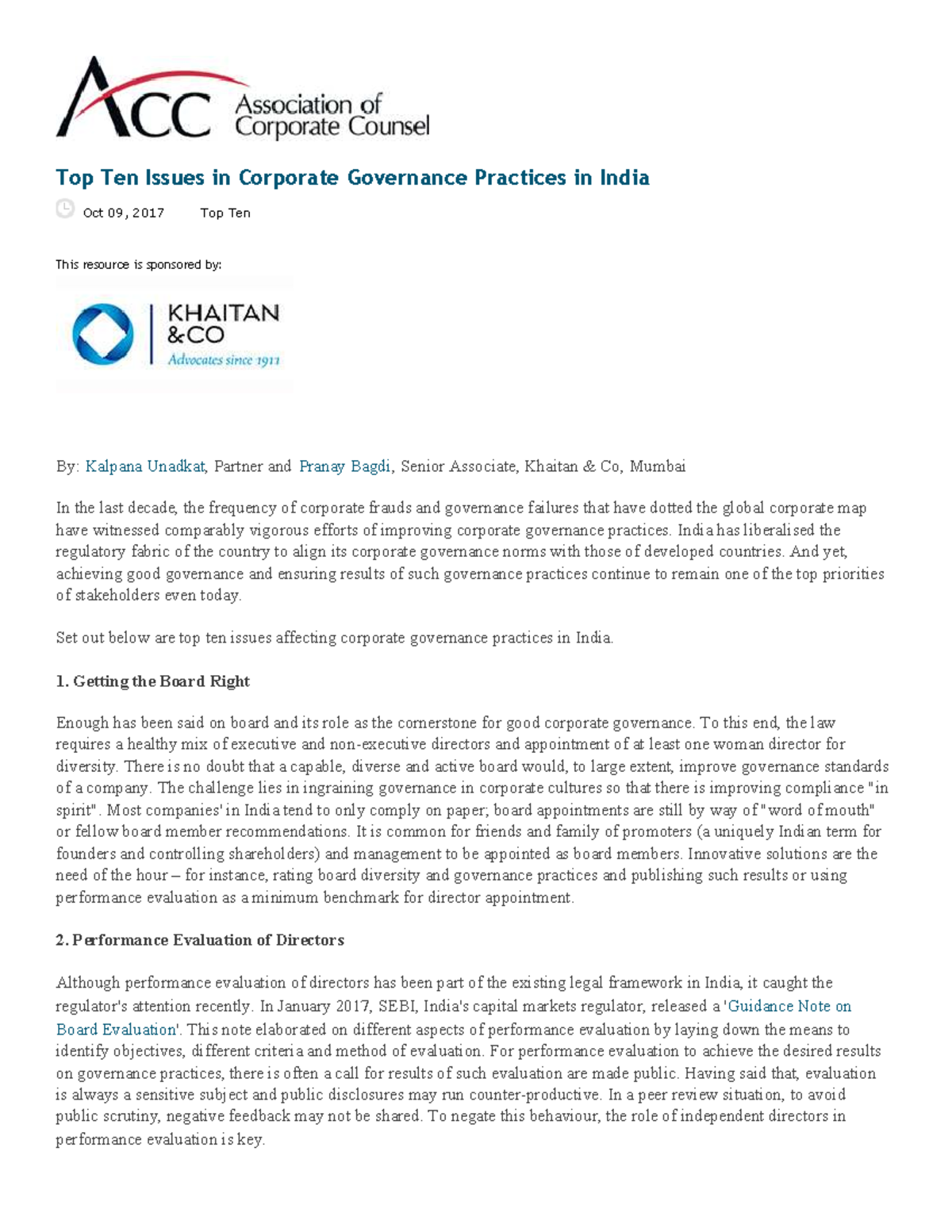 CG Issues in India - Notes for Class on Corporate Governance - Studocu