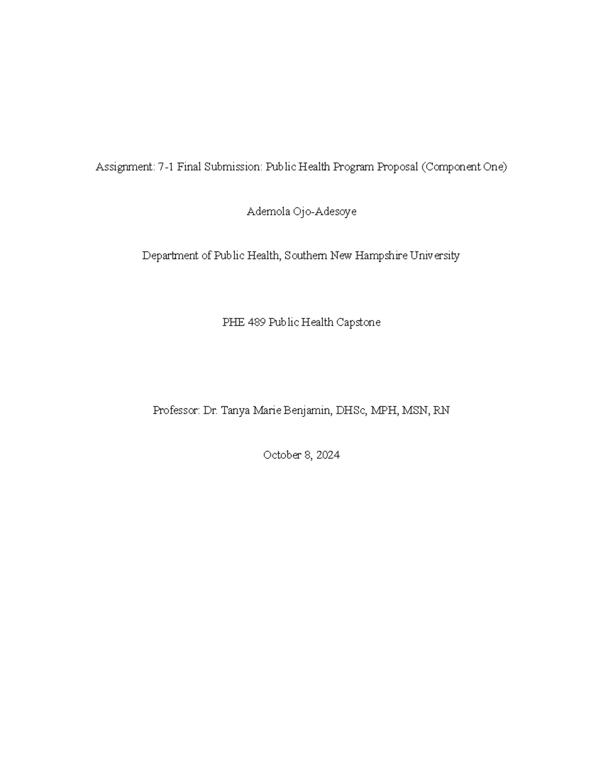 PHE 489 - Final Project: Public Health Proposal on Antimicrobial ...