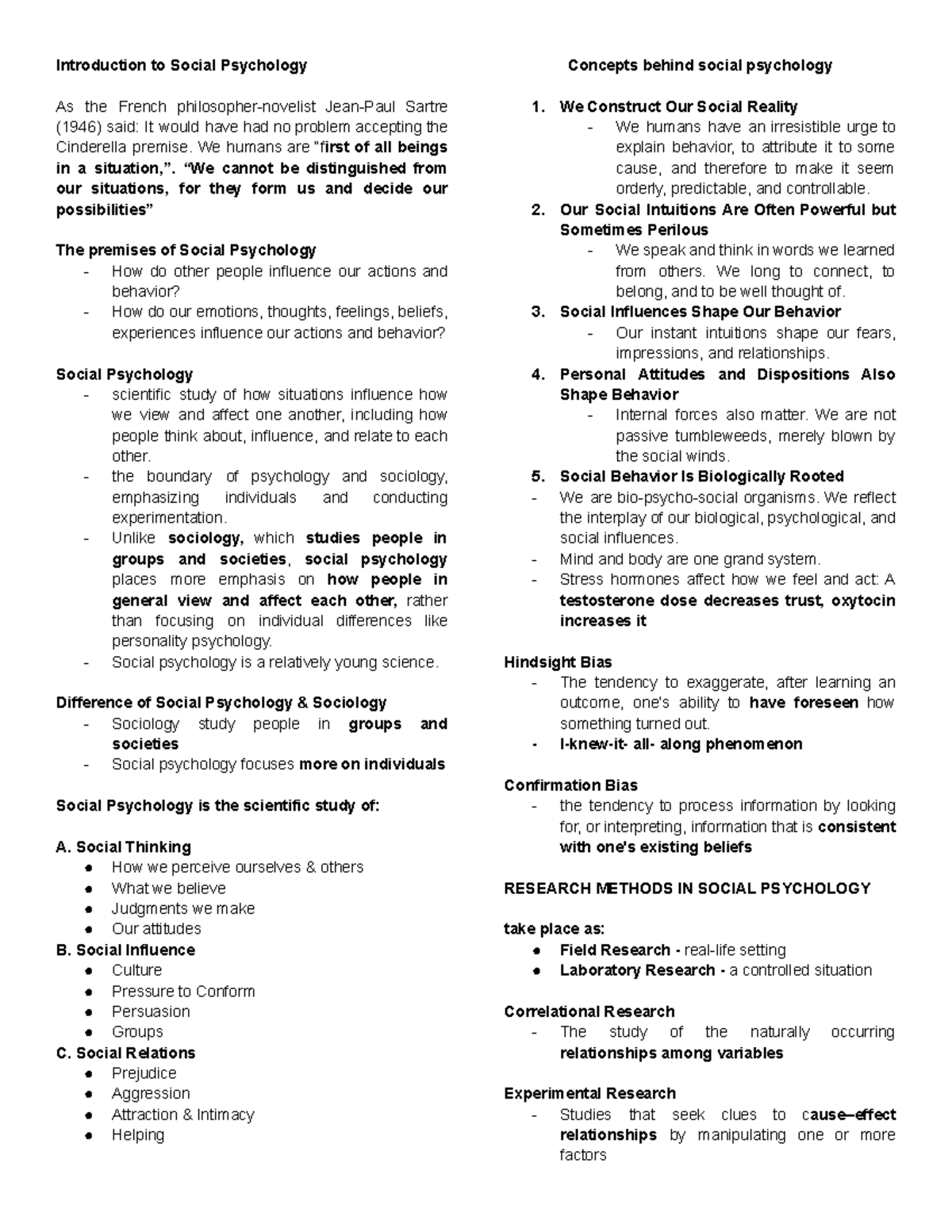 Social Psychology 101 - Comprehensive Review Notes - Studocu
