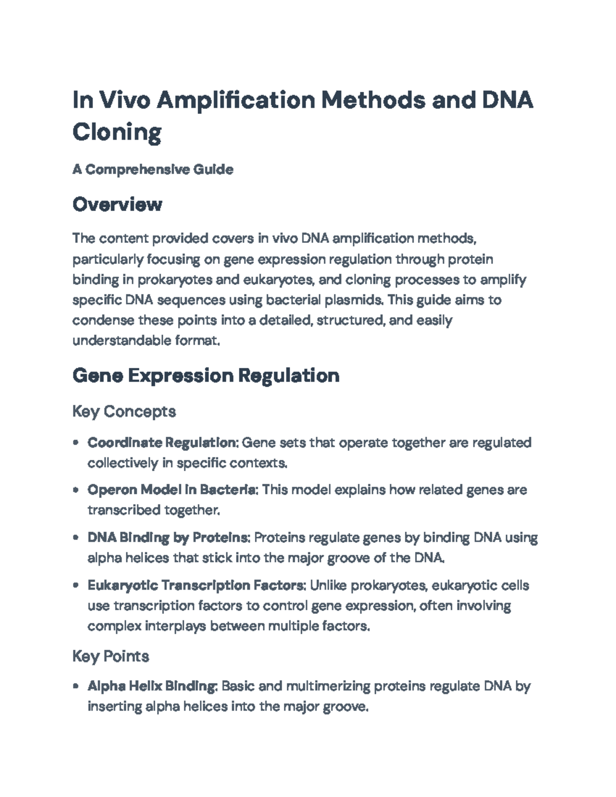 In Vivo DNA Amplification & Cloning Techniques Overview Guide - Studocu