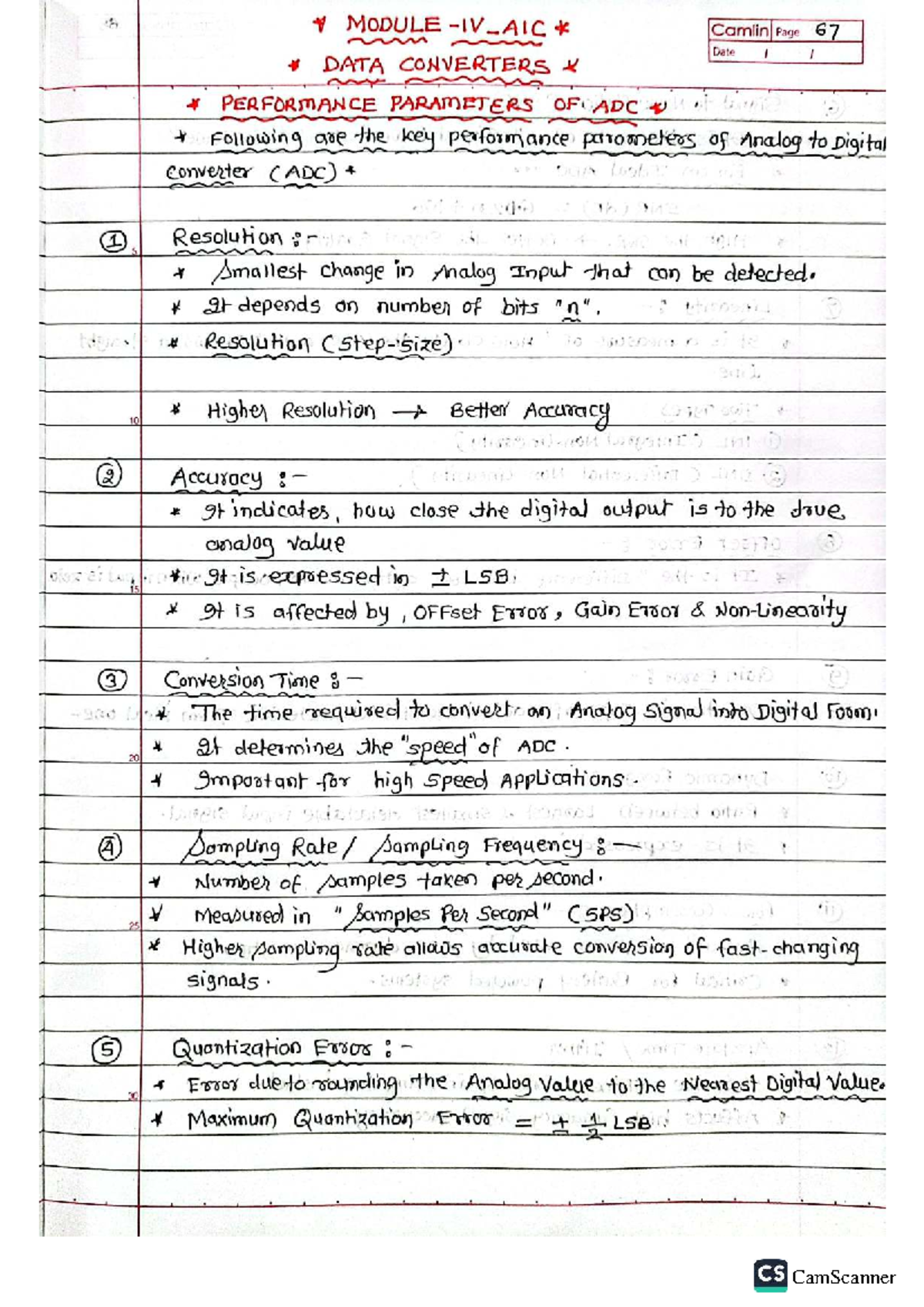 AIC Module-IV ADC DAC - Performance Parameters and Applications - Studocu