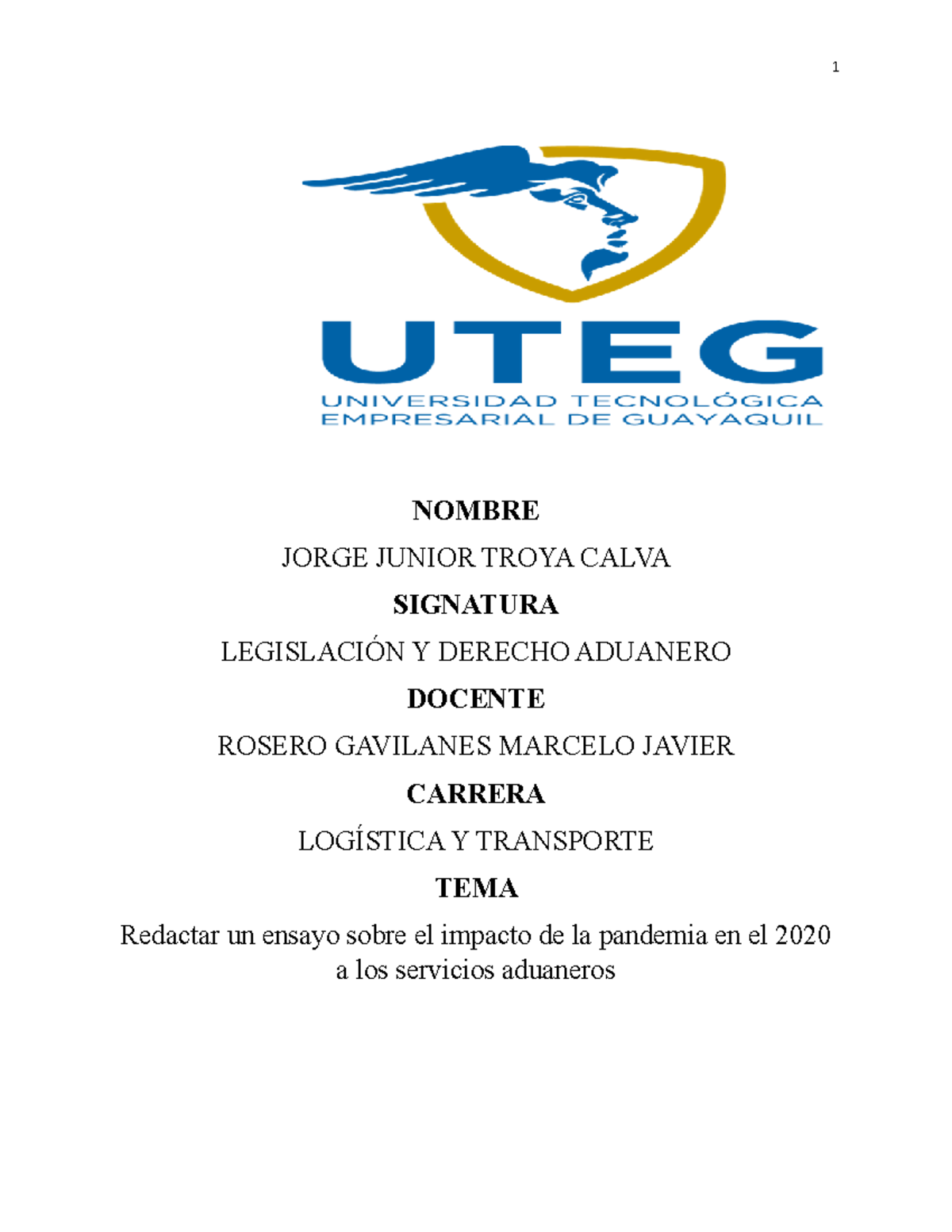 Ensayo sobre el Impacto de la Pandemia en Servicios Aduaneros 2020 ...