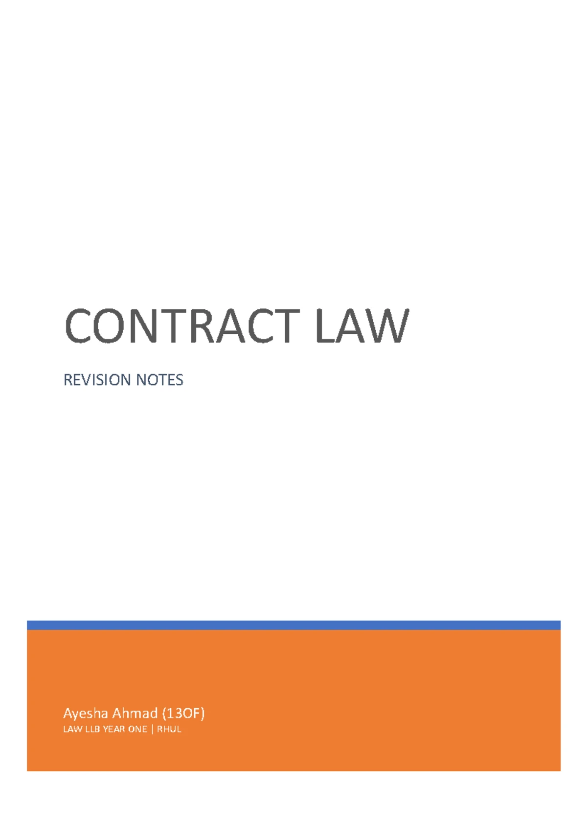 Contract law revision – Term 1 - Revision – Term 1 What is a contract ...
