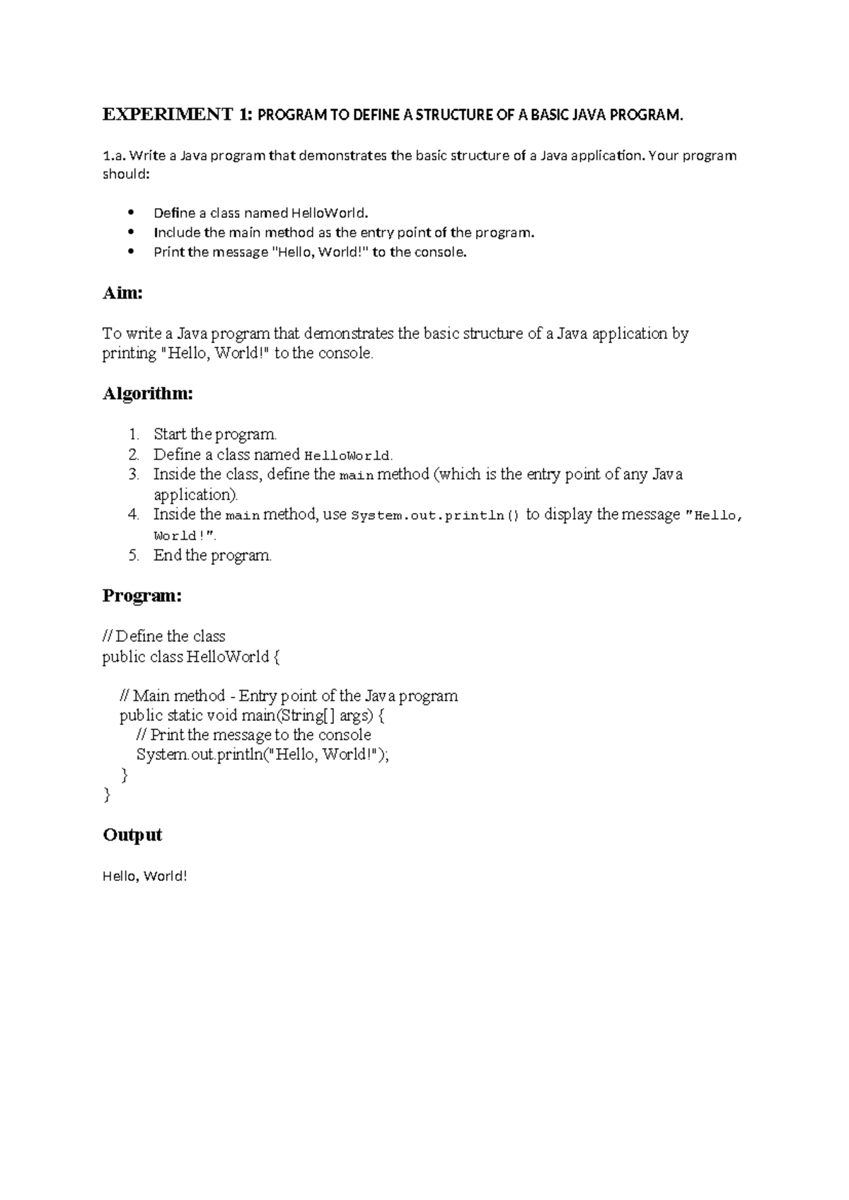 Java Lab Programs: Basic Structure & Data Types in Java - Studocu