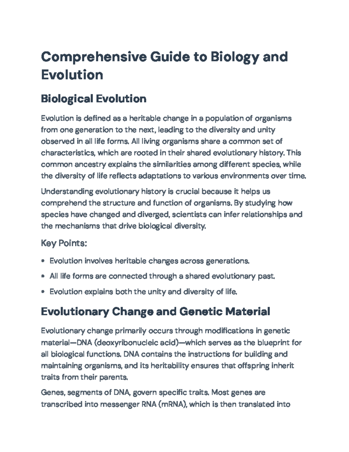 Comprehensive Guide to Biology (BIO101): Genetics & Evolution ...