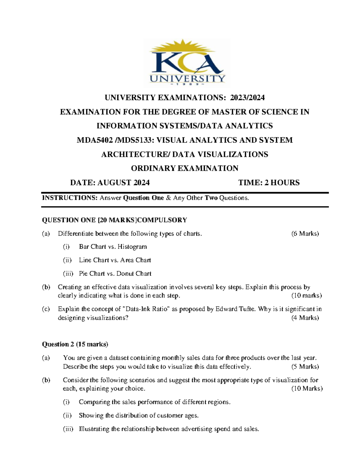 MDA5402 Final Exam: Visual Analytics & Data Visualization Notes - Studocu