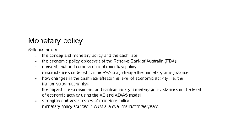 Monetary Policy Overview: Concepts, Objectives, and Impacts (ECO101 ...