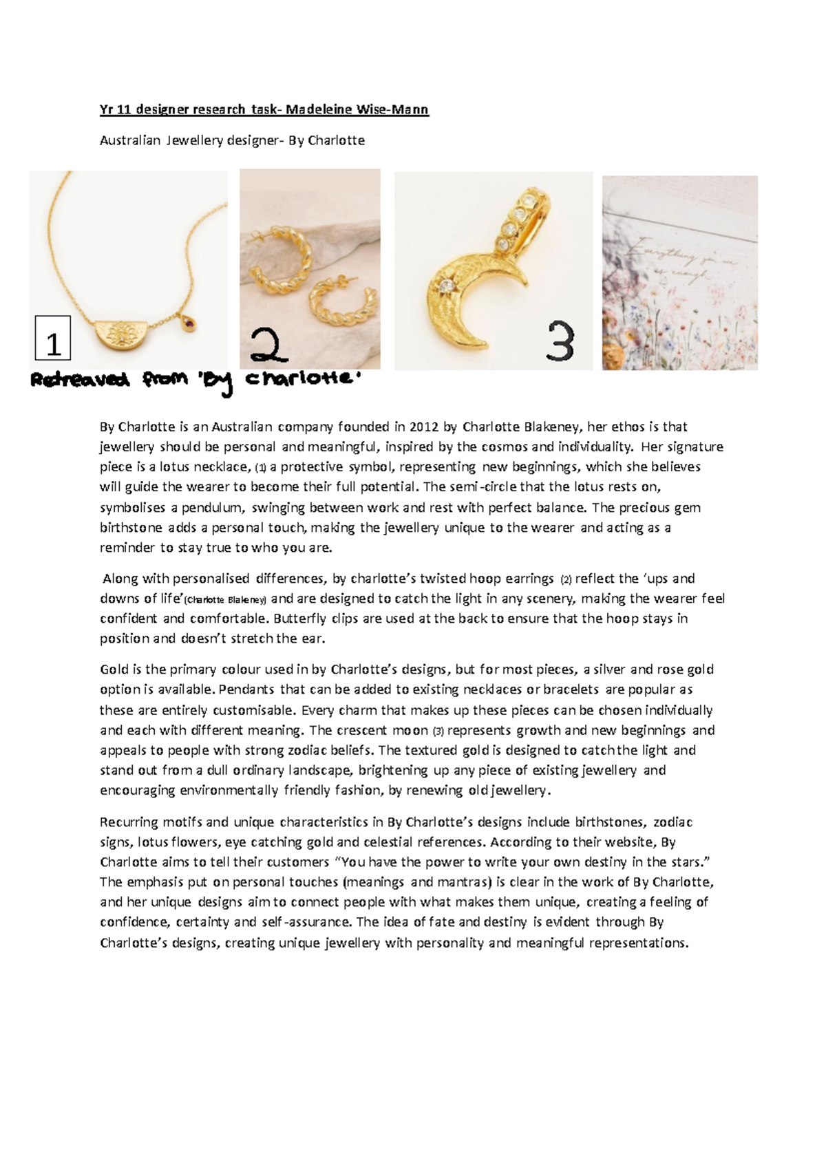Yr 11 Designer Research Case Study: Charlotte & Tiffany Jewellery - Studocu