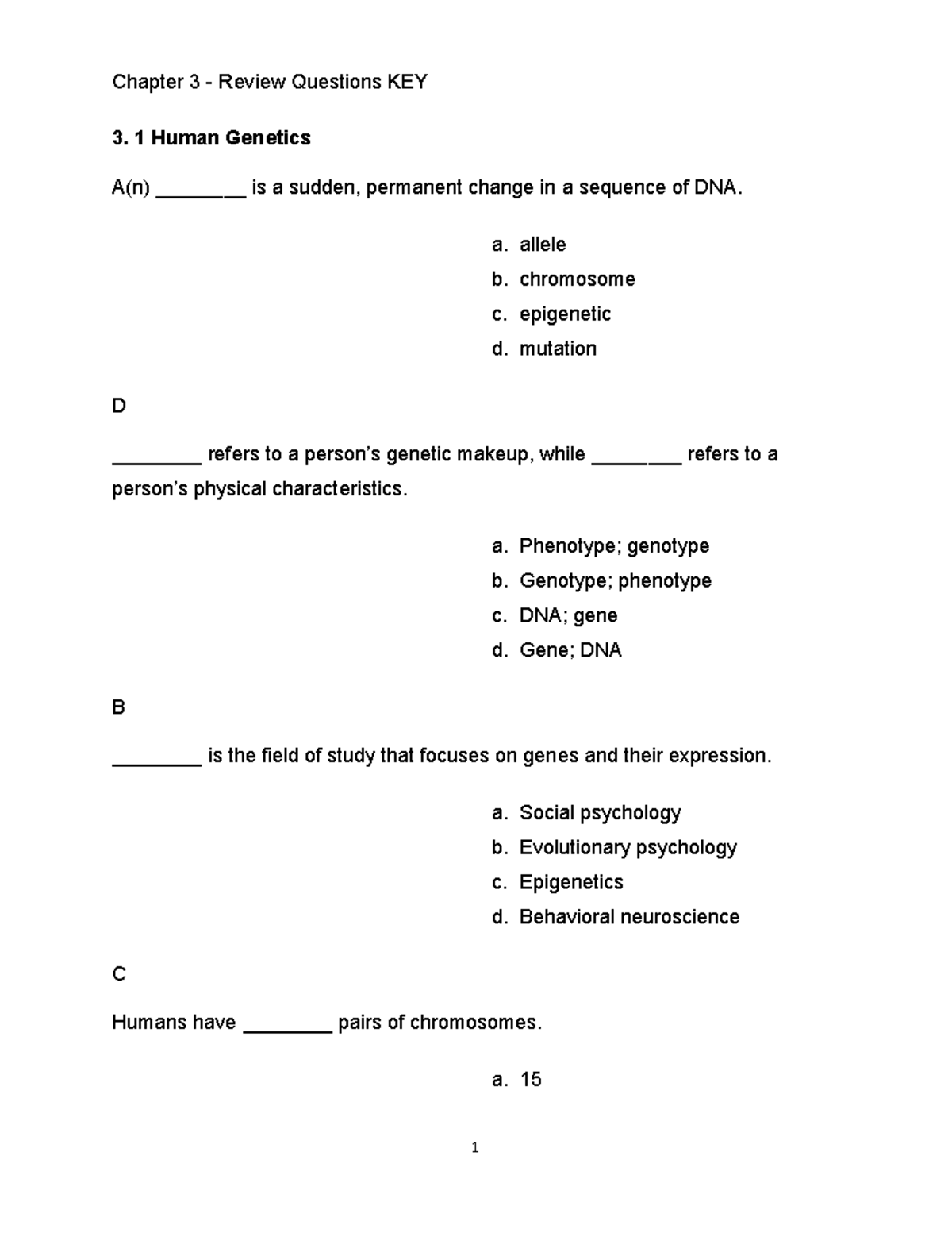 PSYC 1101 - CH 3 Biopsychology Practice Test Review Guide - Studocu