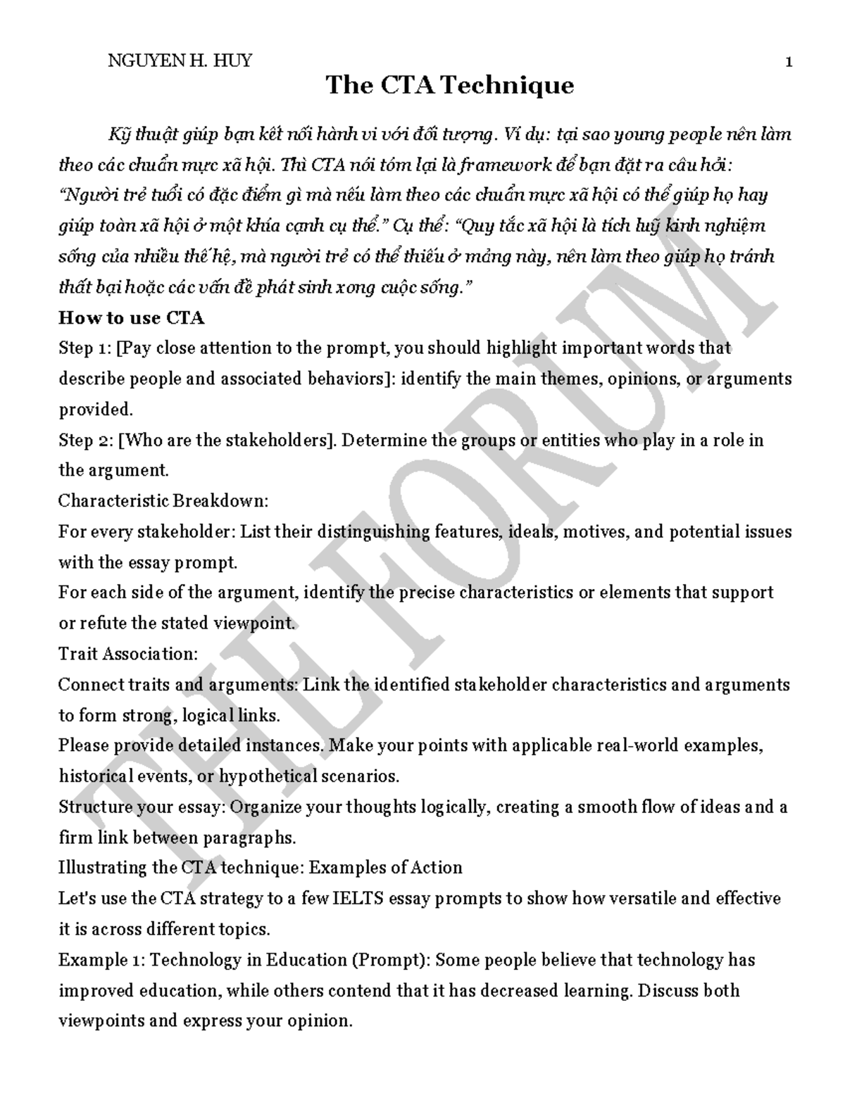 CTA by Huy Nguyen - siêu đỉnh - The CTA Technique Kỹ thuật giúp bạn kết ...