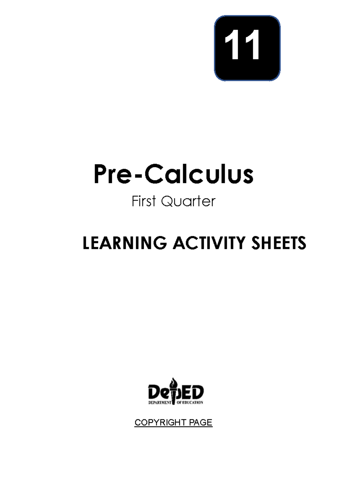 Activity Sheet 1 - 11 Pre-Calculus First Quarter LEARNING ACTIVITY ...