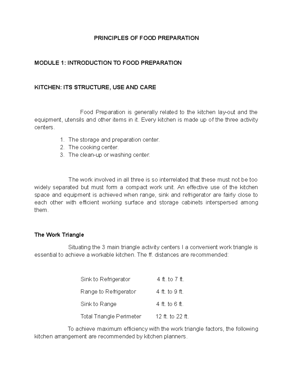 Module 1 - Principles of Food Preparation and Kitchen Organization ...