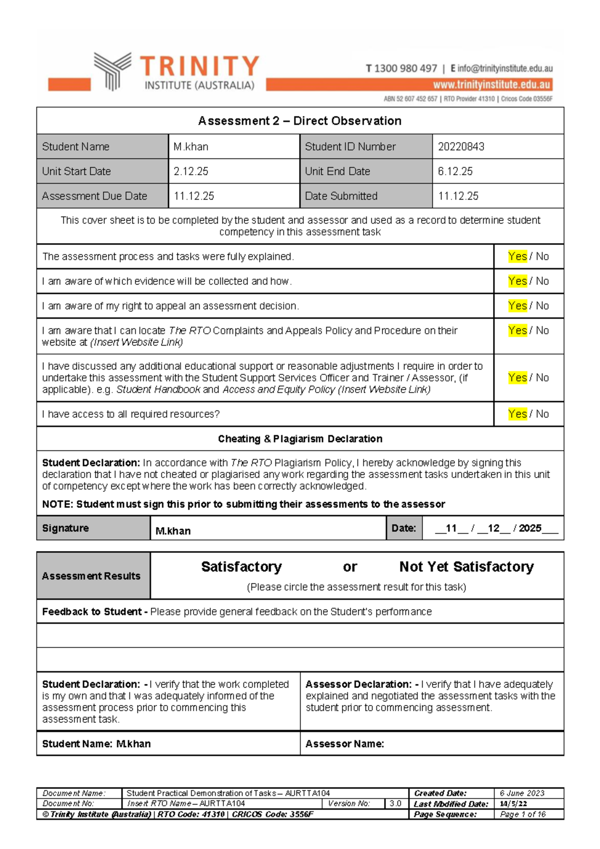 AURTTA104 Assessment 2: Practical Demonstration of Tasks - Studocu