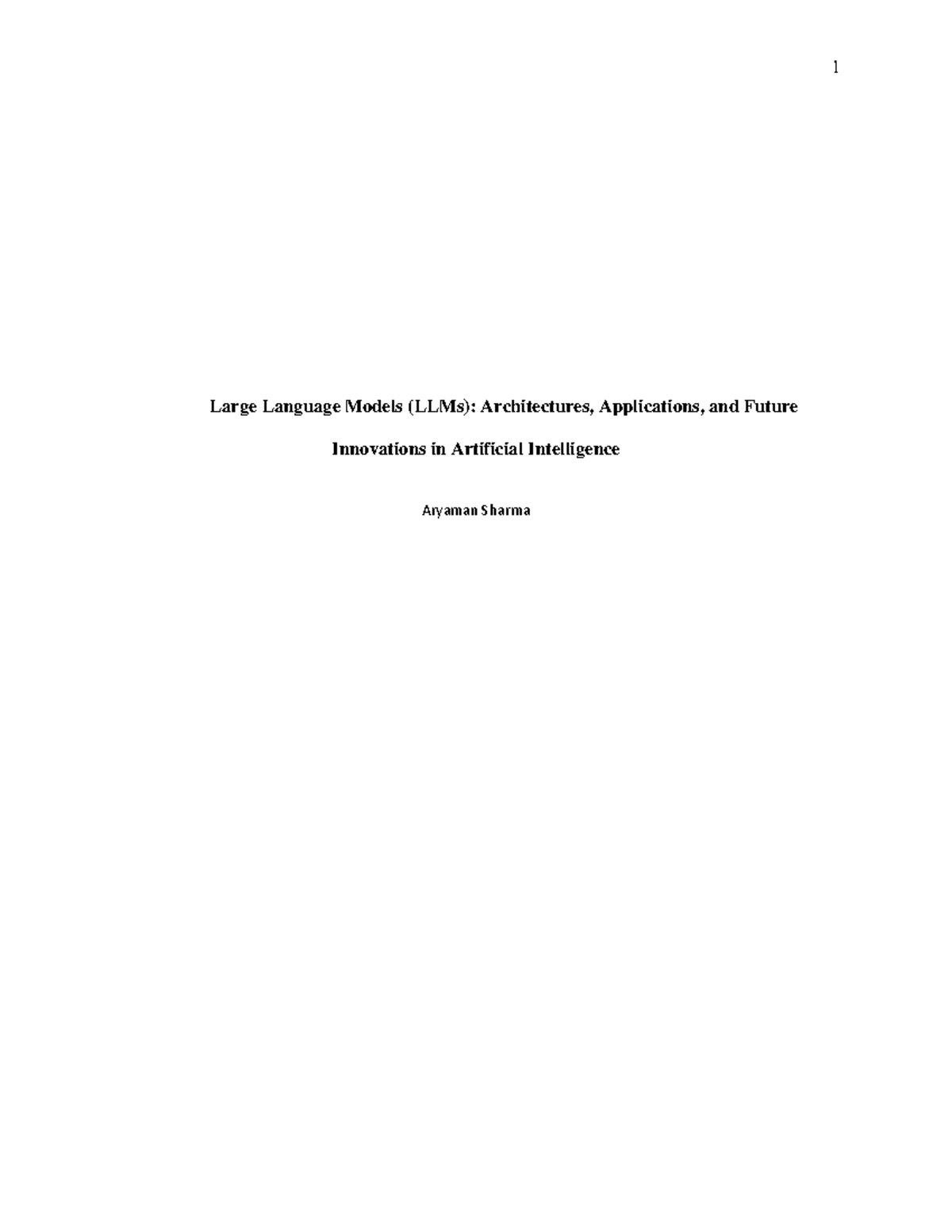 Large Language Models (LLMs): Architectures, Applications & Innovations ...