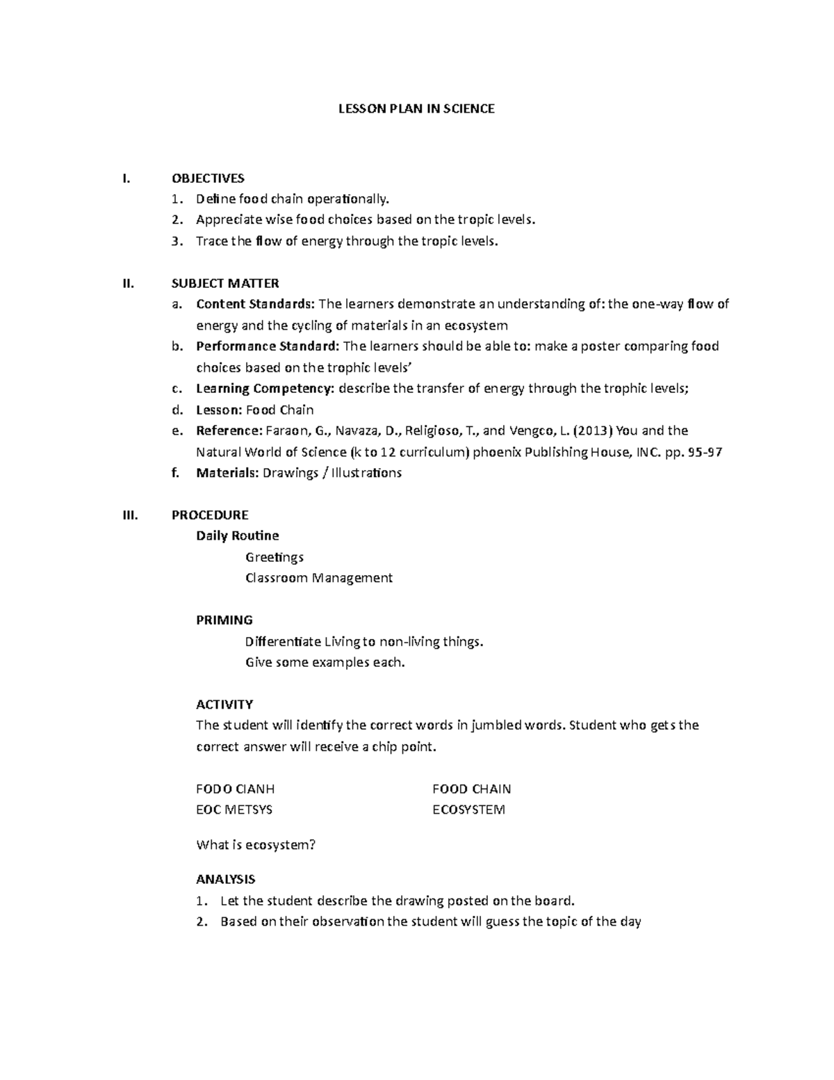Lesson PLAN IN Science - education - LESSON PLAN IN SCIENCE I ...