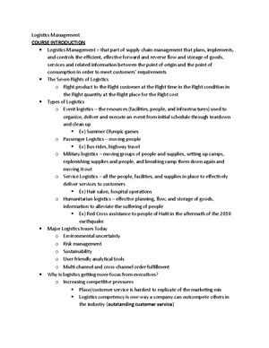 Supply Chain Management - Study Notes & Assignments - Studocu