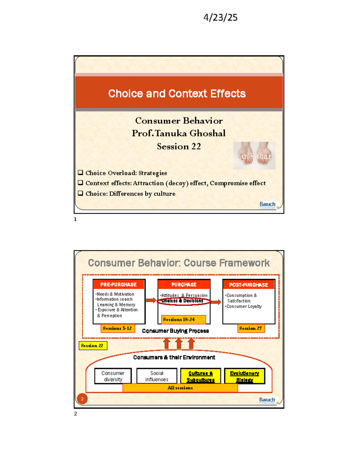 Consumer Behavior: Session 22 - Analysis of Choice and Context Effects ...
