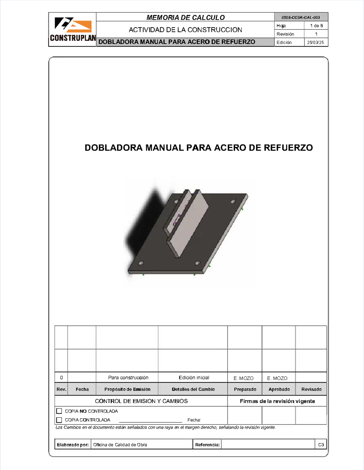 C3 - Memoria de Cálculo: Dobladora Manual para Acero de Refuerzo - Document Preview