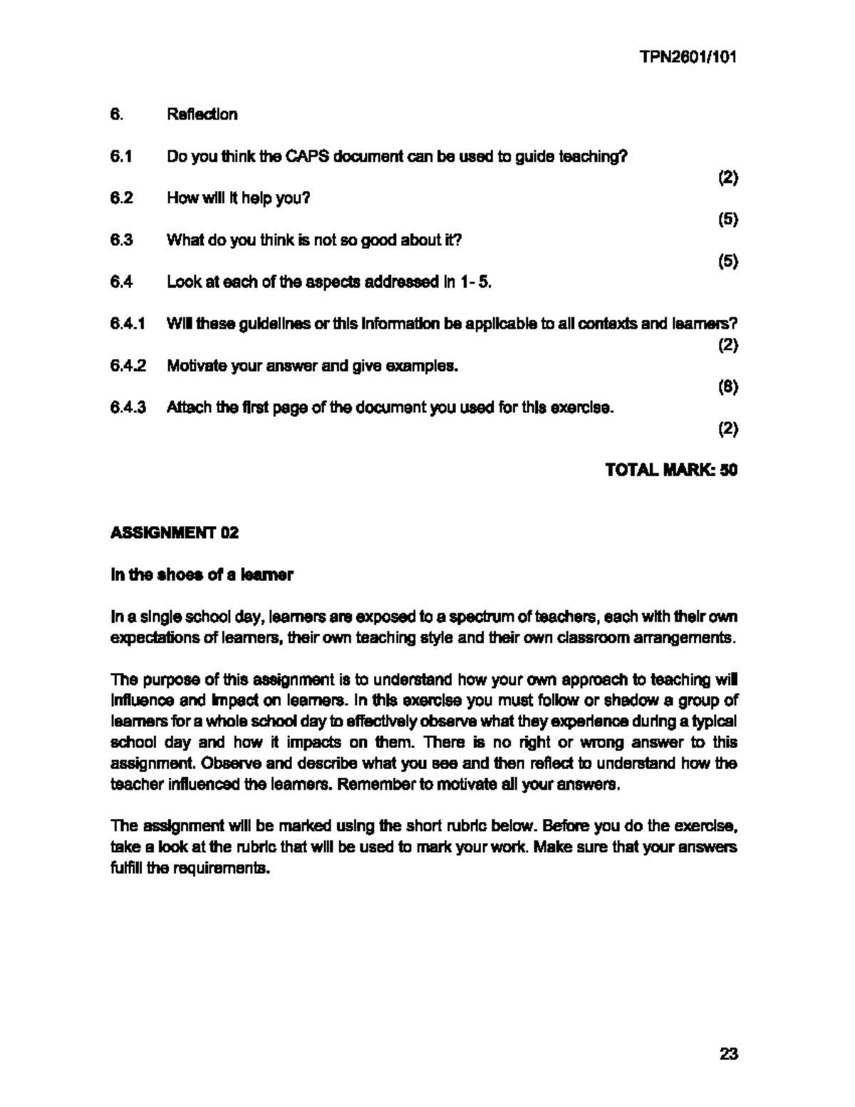 Teaching Practice Assignment 02 Guidelines and Expectations - Studocu