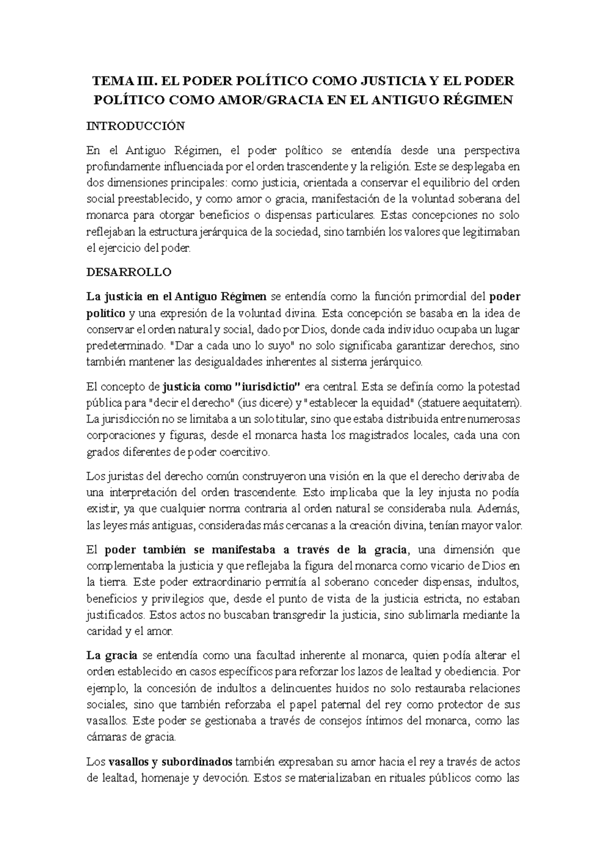 Tema III: Justicia y Gracia en el Poder Político del Antiguo Régimen ...