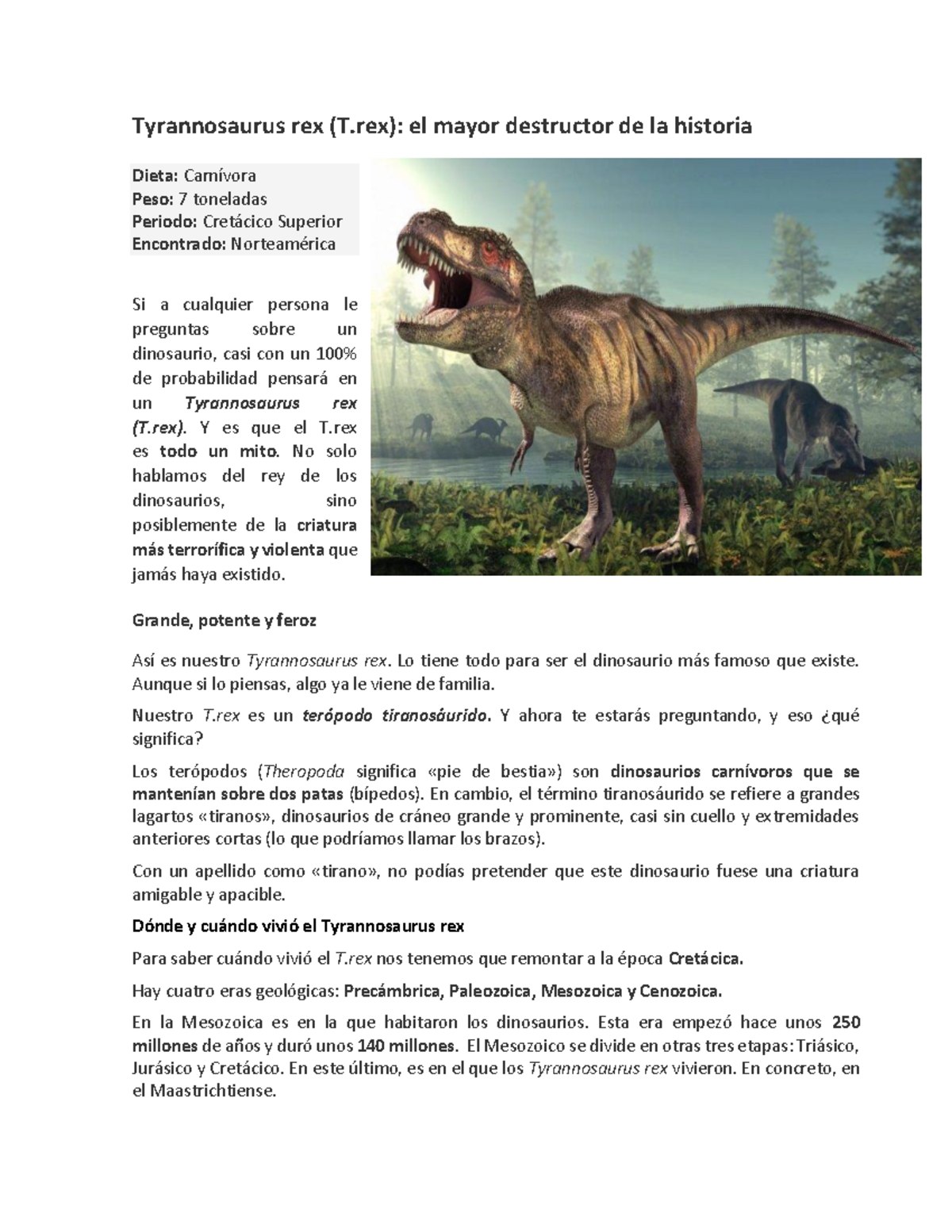 sexto-tyrannosaurus-rex-caracter-sticas-y-h-bitos-en-lectura-studocu