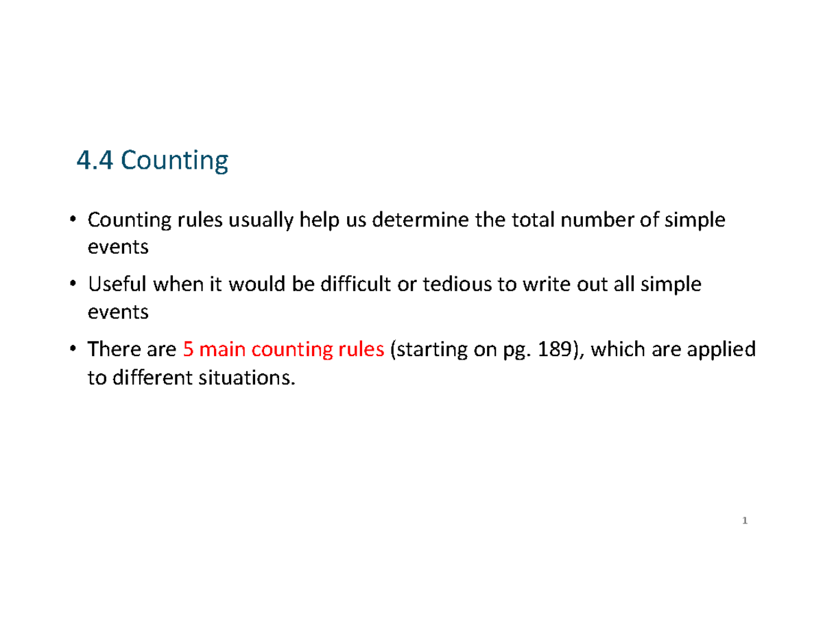 Counting Rules: Factorials, Permutations, & Combinations (MATH 4.4 ...