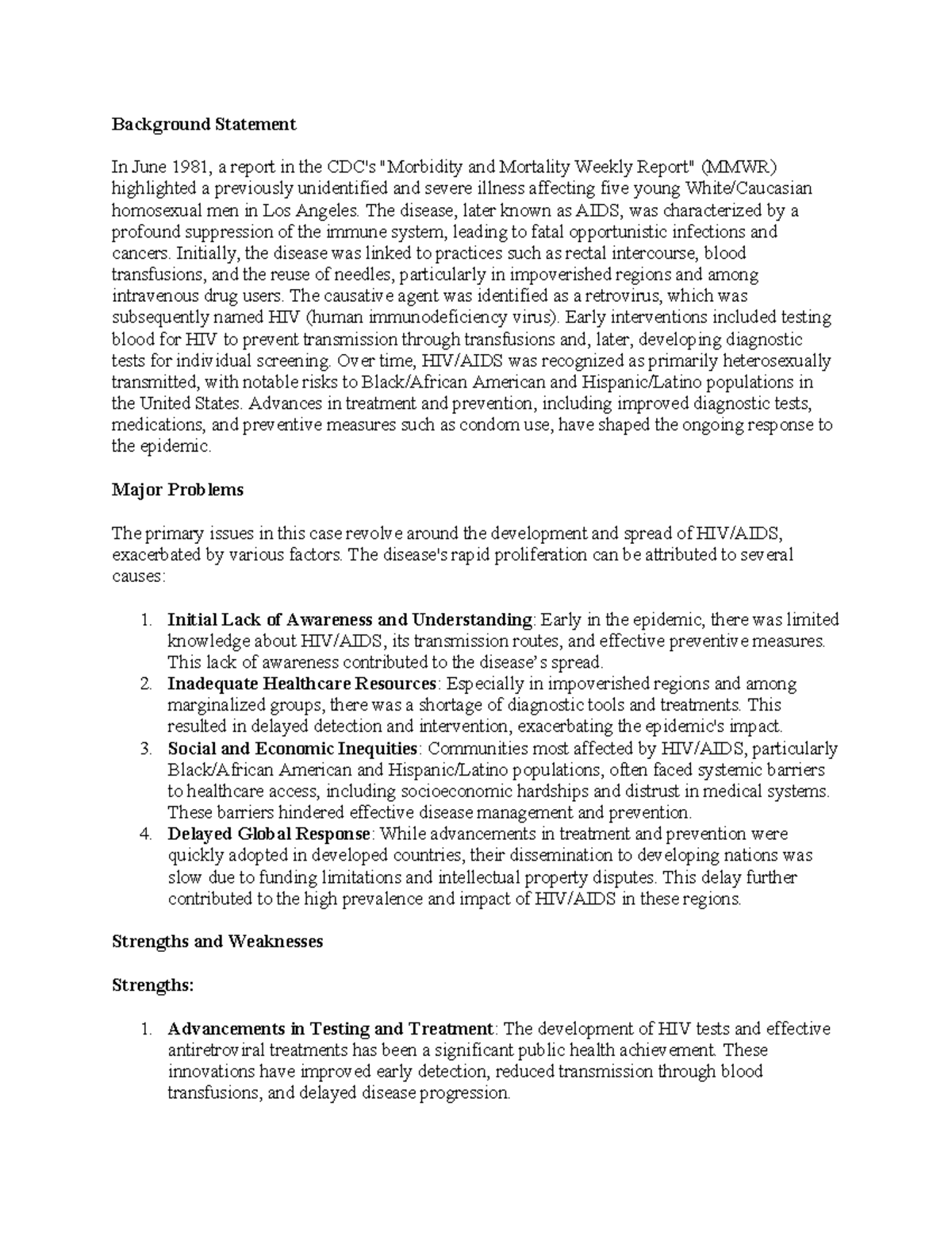 HIV:AIDS Determinants and control of the epidemic - Background ...