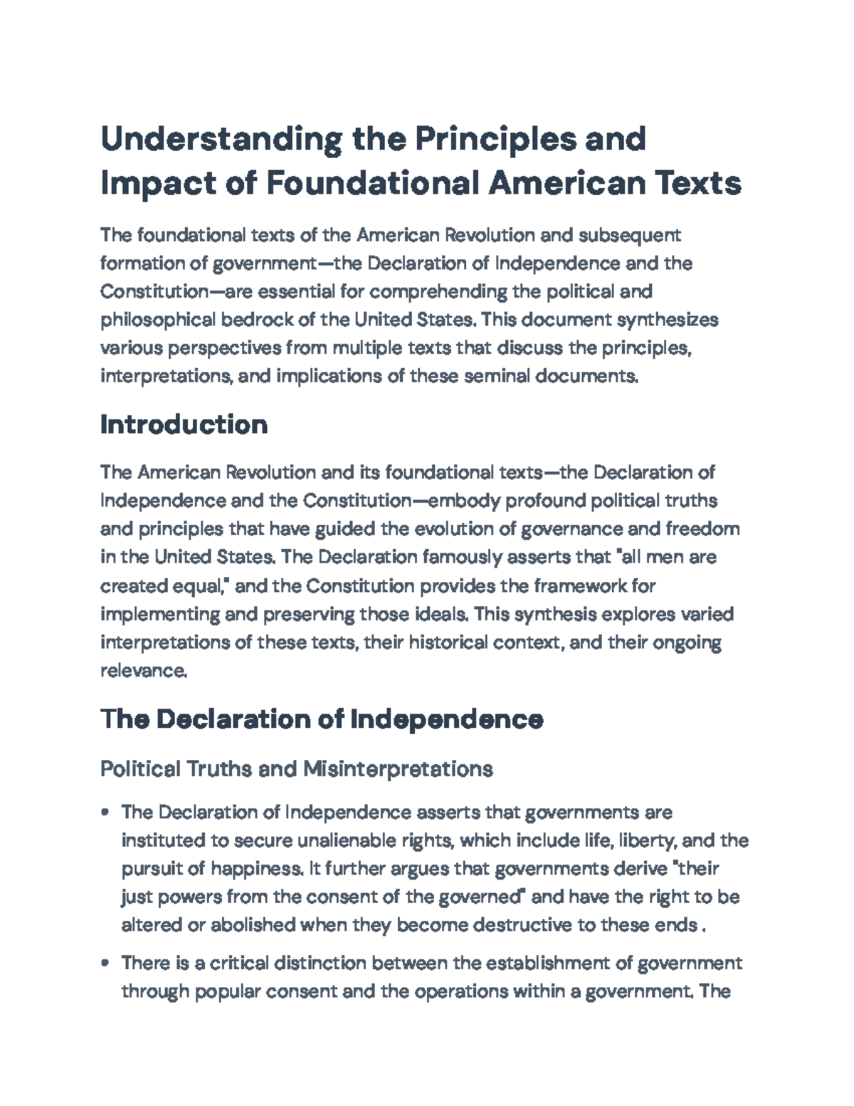 Foundational American Texts: Principles and Impact in Governance ...